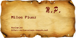 Milos Piusz névjegykártya